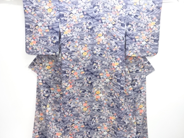 JAPANESE KIMONO / KOMON / CHIRIMEN / STREAM WATER & PLANT 